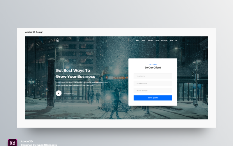 Kahraman Başlığı Açılış Sayfası Adobe XD Şablonu Cilt 091