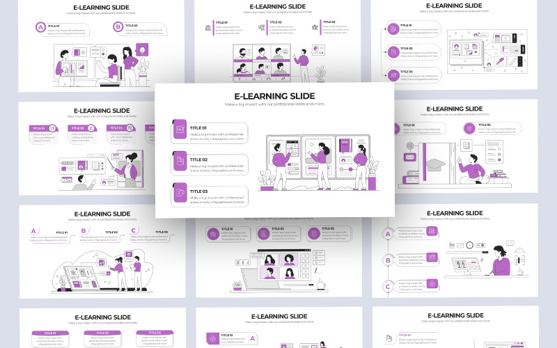 Modello PowerPoint - Infografica vettoriale per l'istruzione e-learning