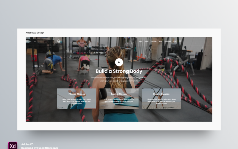 Шаблон цільової сторінки Hero Header Adobe XD, том 099