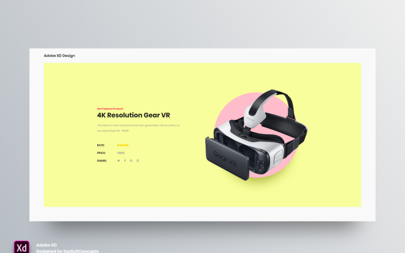 Целевая страница заголовка продукта VR Product Hero Adobe XD Template Vol 115