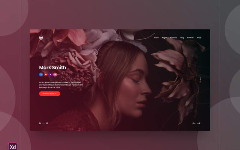 Hero Header Landing Page Adobe XD Template Vol 120