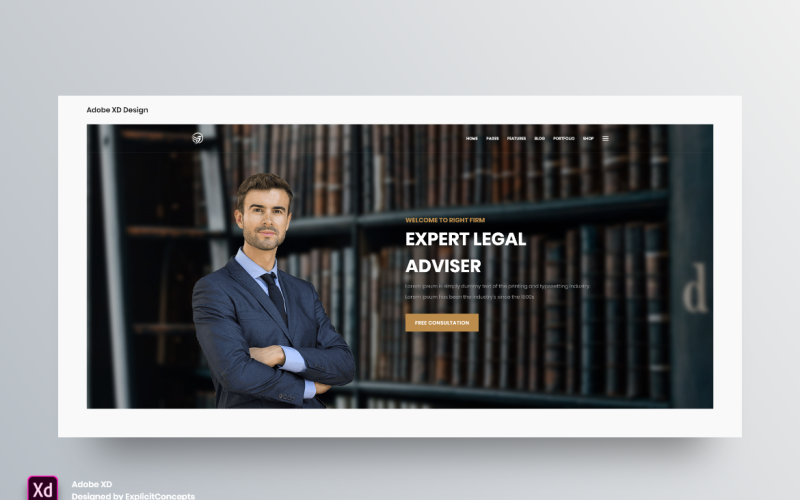 Hero Header nyitóoldal Adobe XD Template Vol 111