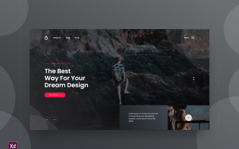 Hero Header nyitóoldal Adobe XD Template Vol 127