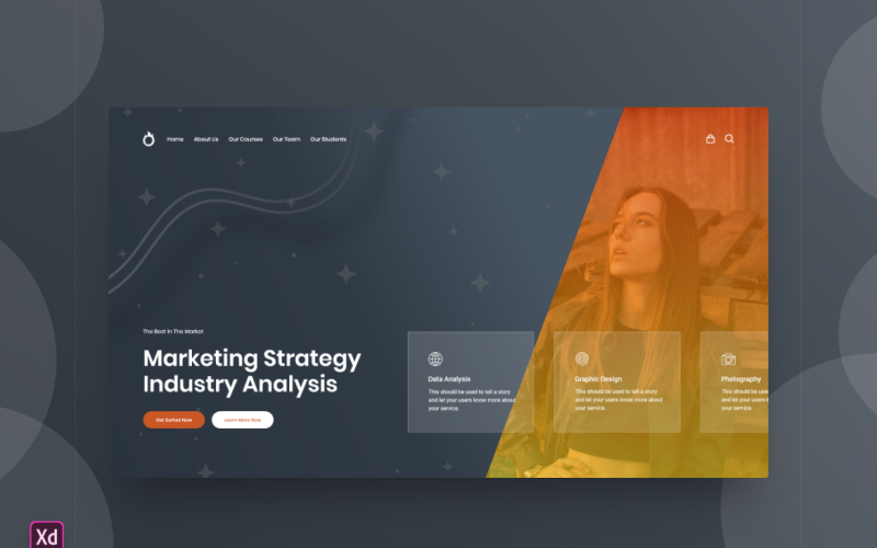 Hero Header nyitóoldal Adobe XD Template Vol 138