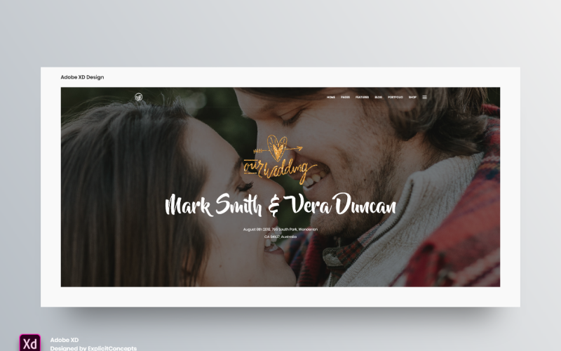 Modèle Adobe XD de page de destination d'en-tête de héros Vol 104