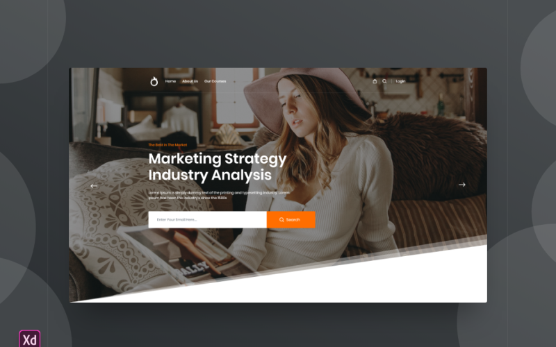 Modèle Adobe XD de page de destination d'en-tête de héros Vol 140