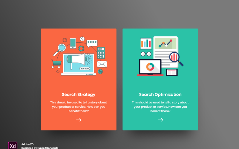 Página de destino do cabeçalho do herói de serviços de SEO Adobe XD Template Vol 116