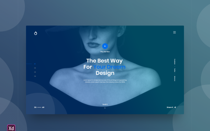 Шаблон целевой страницы Hero Header Adobe XD Vol 124