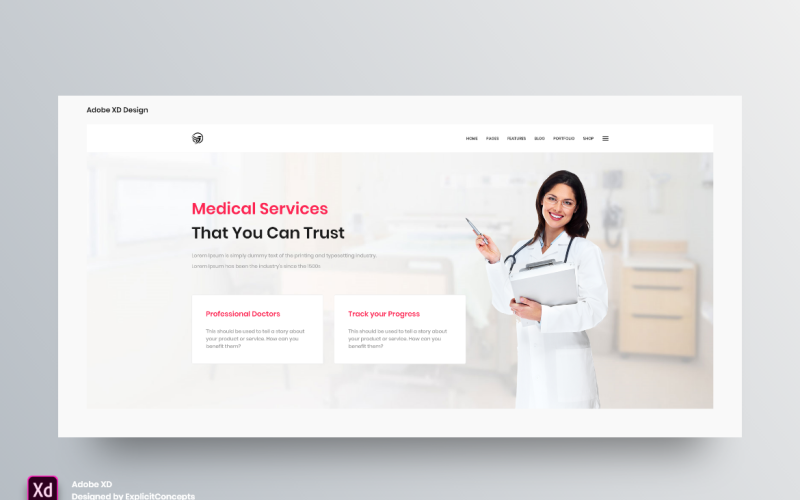 Шаблон цільової сторінки Hero Header Adobe XD, том 100