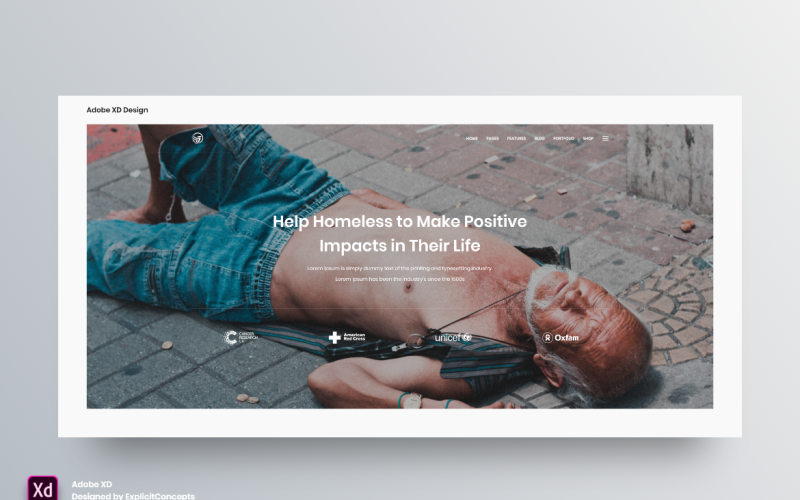 Шаблон цільової сторінки Hero Header Adobe XD, том 102