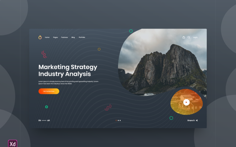 Шаблон цільової сторінки Hero Header Adobe XD, том 142