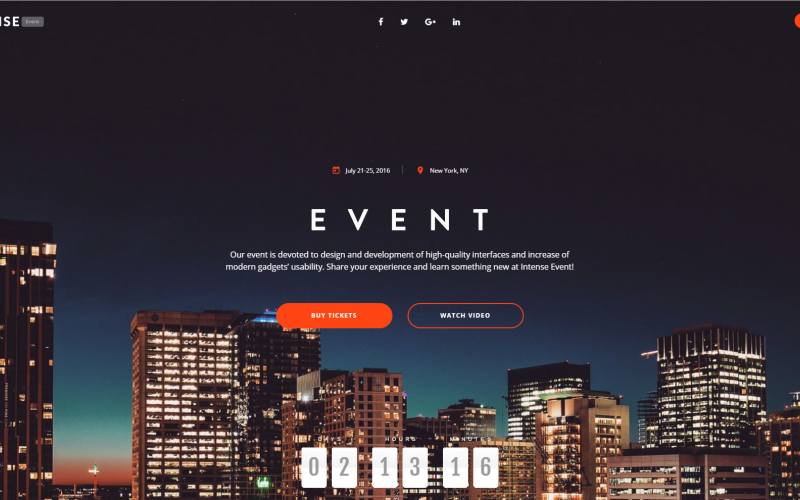 Intense Event - Landing page Landing Page Template