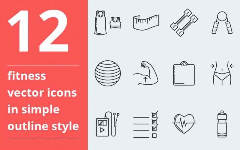 健身矢量图标集 Iconset #306819 - TemplateMonster