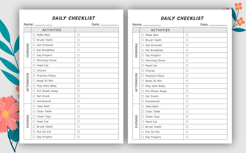 Daily Checklist Planner Template Or Logbook