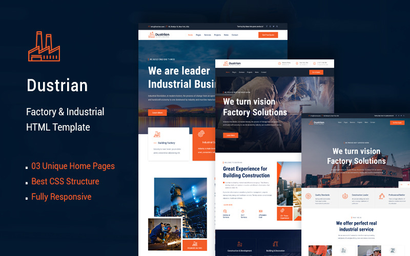 Dustrian Modèle HTML industriel et dusine.