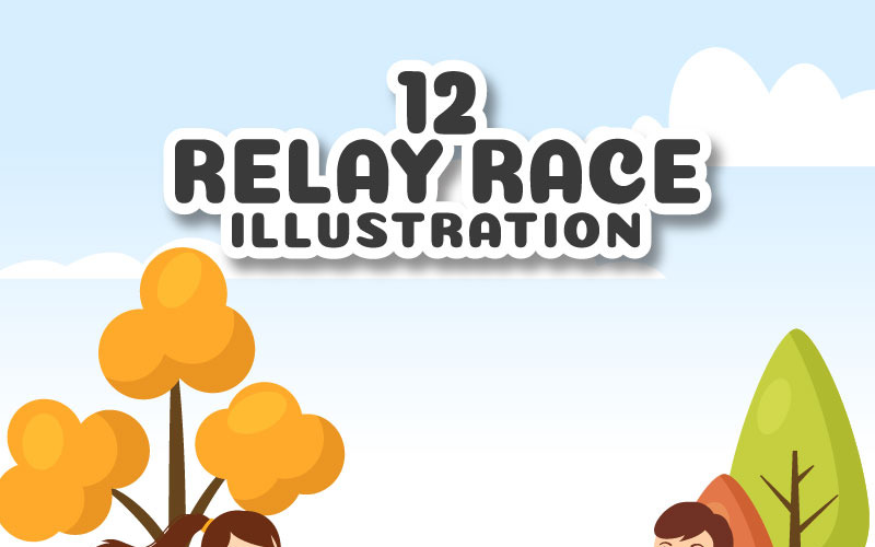 12 Illustration sportive de course de relais