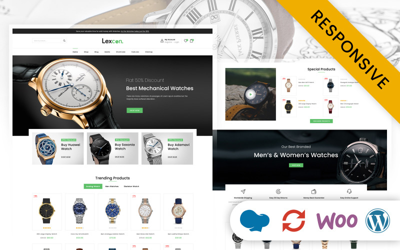 Адаптивна тема WooCommerce для магазину годинників Lexcon