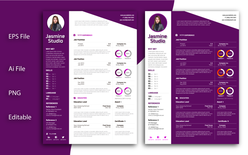Curriculum CV professionale modificabile e creativo moderno per modello multiuso