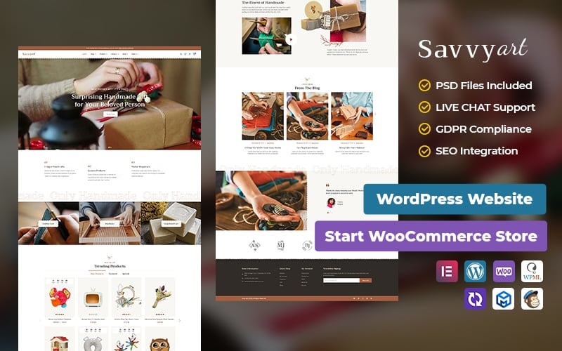 SavvyArt - Handmade & Crafting - Best of Conversion-Friendly WooCommerce 主题
