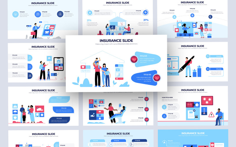 Diapositives Google d'infographie vectorielle d'assurance