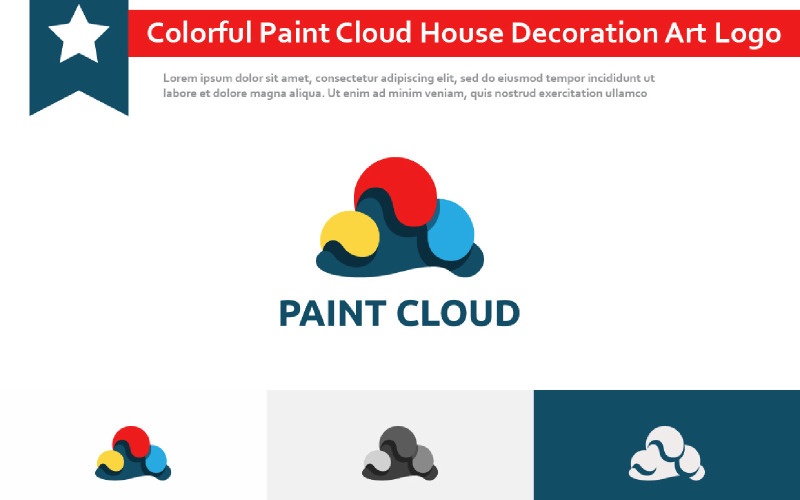 Logotipo de arte de decoração de casa de nuvem de tinta colorida