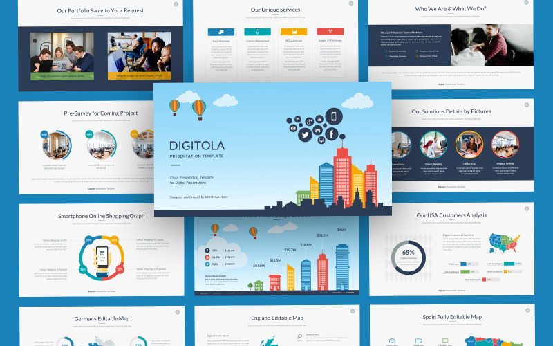 Modèle de diapositives Google pour le marketing d'entreprise Digitola