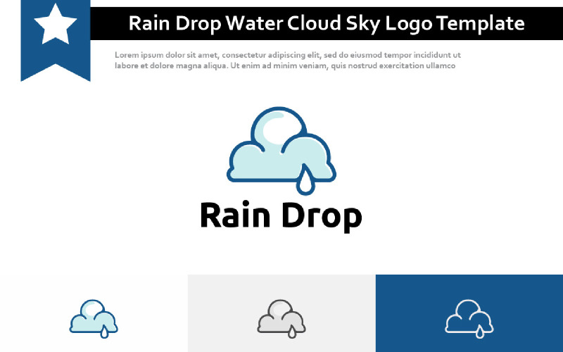 Modello di logo del cielo della nuvola dell'acqua della goccia di pioggia