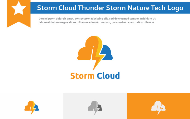Storm Cloud Thunder Storm Nature Tech Logo