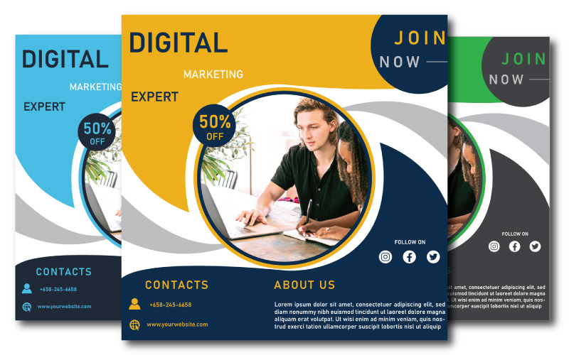 Volantino di marketing digitale – Design coinvolgente e professionale per i social media