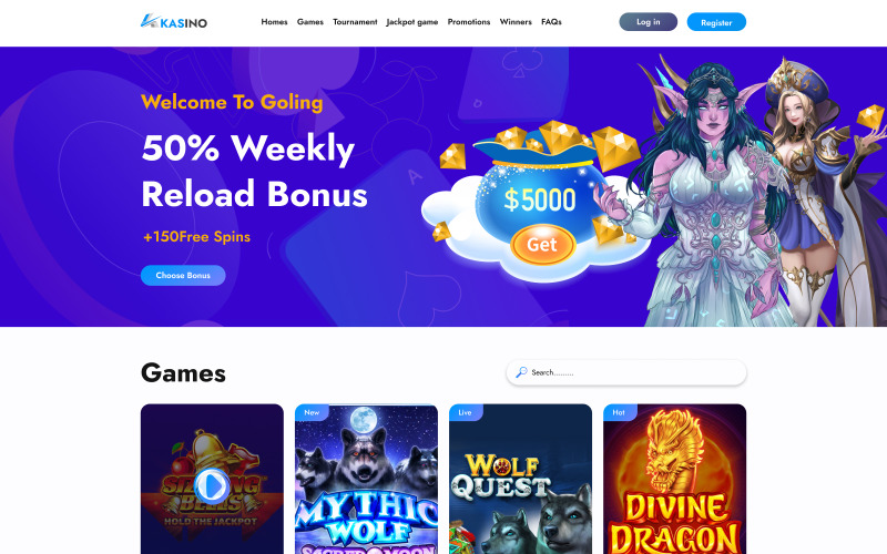 Kasino - Casino & Gambling HTML-målsidamall