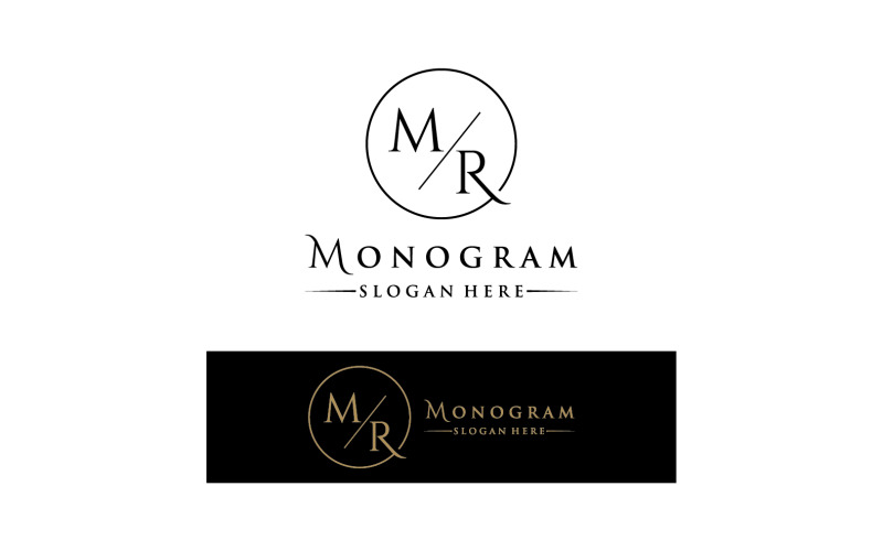 Letter M logo or two modern monogram symbol mockup