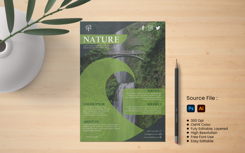 Modèle graphique de flyer nature 2