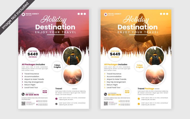Design-Layout für Reiseplakate oder Flyer-Broschüren, a4-Flyer-Design für den Tourismus in Farbe