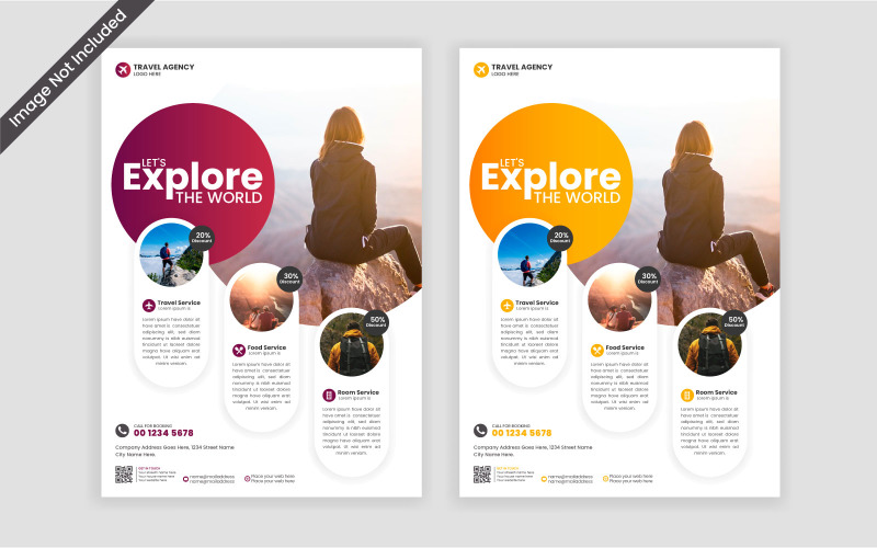 Design-Layout für Reiseplakate oder Flyer-Broschüren, druckfertiger Flyer-Vektor in Tourismusfarbe a4