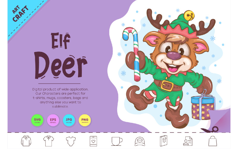 Elfo dei cervi dei cartoni animati. Clipart