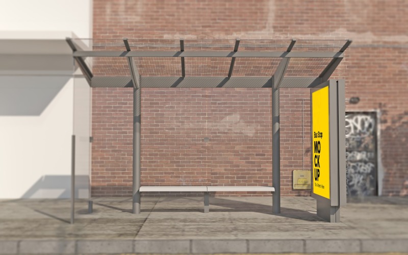 Mockup del segnale stradale della fermata dell'autobus della città