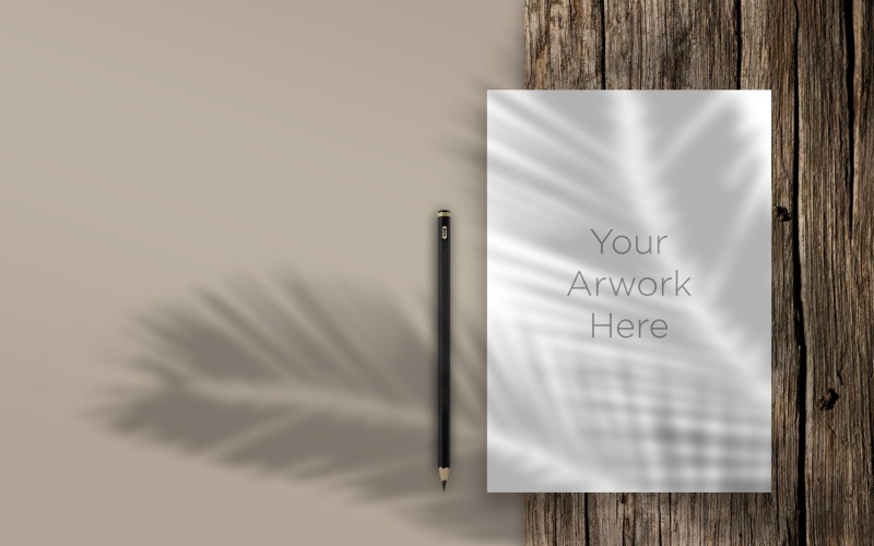 Mockup di carta intestata con ombra foglia di matita