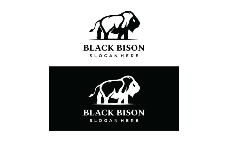 Black bison bull logo vector 4