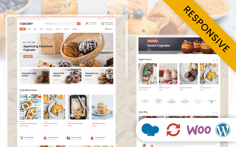 Bacery - Tema WooCommerce per prodotti da forno, torte e negozi di alimentari