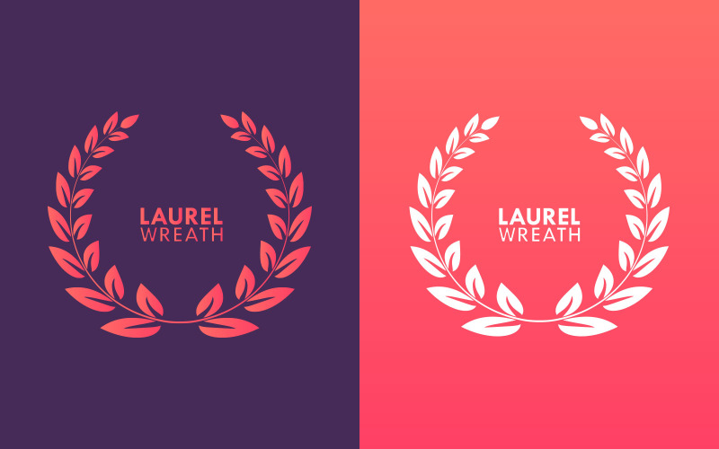Laurel Wreath Leaf Element Gradient Vector Illustration