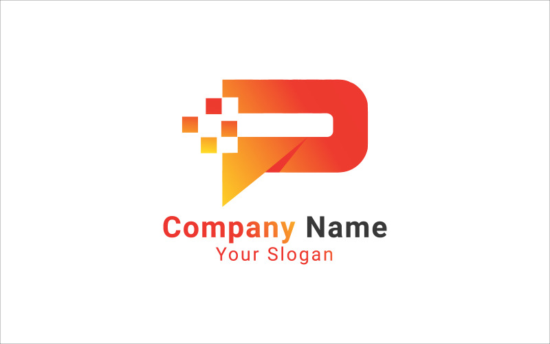 Logo lettera P pixel, logo lettera P