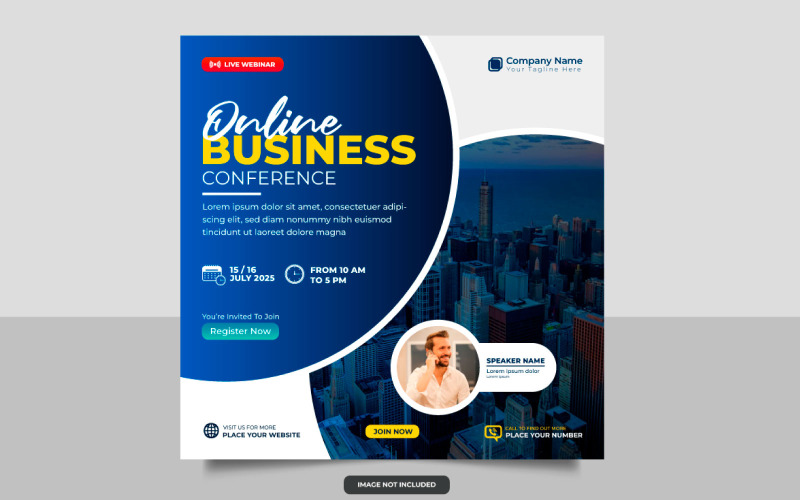 Business konferens flyer eller horisontell flyer och inbjudan banner live webinar idé