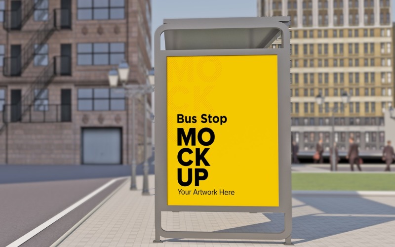 City Bus Shelter Werbeschilder Mockup