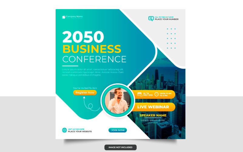 Dépliant de conférence d'affaires ou dépliant horizontal et webinaire de bannière d'invitation