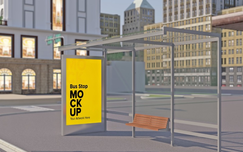 Evening View Road Bus Shelter Mockup