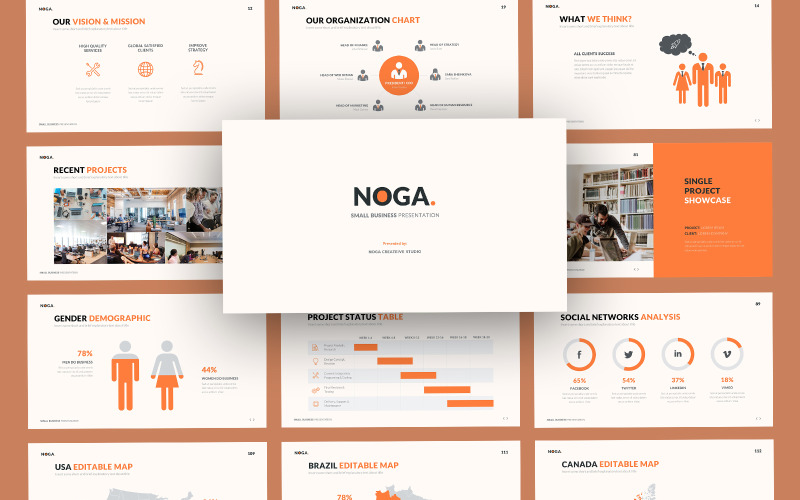 Modelo de PowerPoint de negócios de inicialização Noga