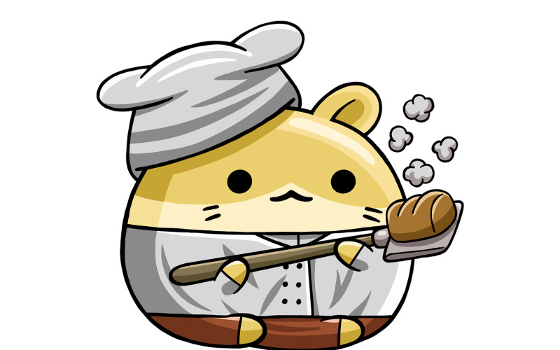 Bonito Desenho de Hamster Padeiro