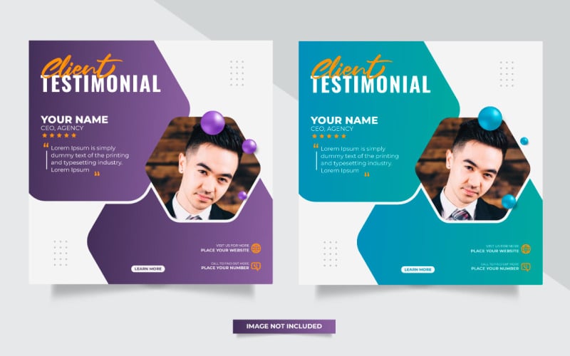 customer feedback testimonial social media post web banner template design