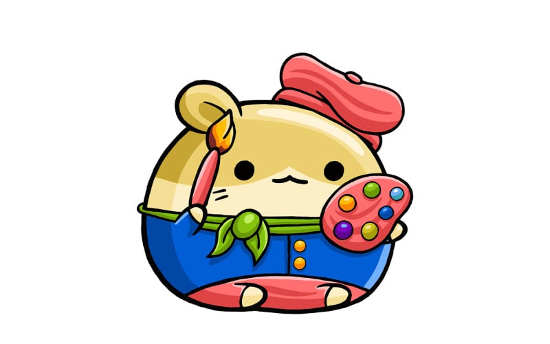 Cute Hamster Artist Cartoon