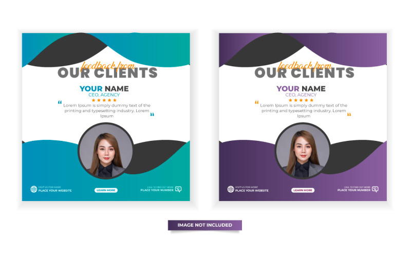 Kundenfeedback Testimonial Social Media Post Webdesign Banner Vorlage Designidee